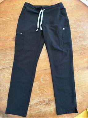 Figs Black Scrub Pants with White Drawstring